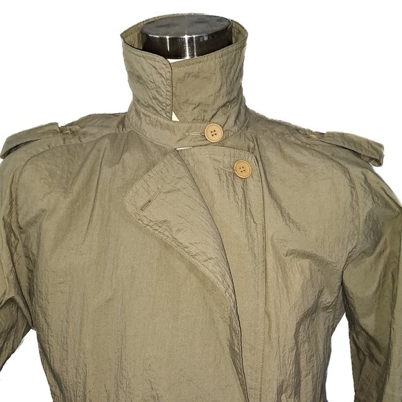 Double Breasted Trench Rain Coat Vintage 80s 90s Rare Find - Picture 2 of 6
